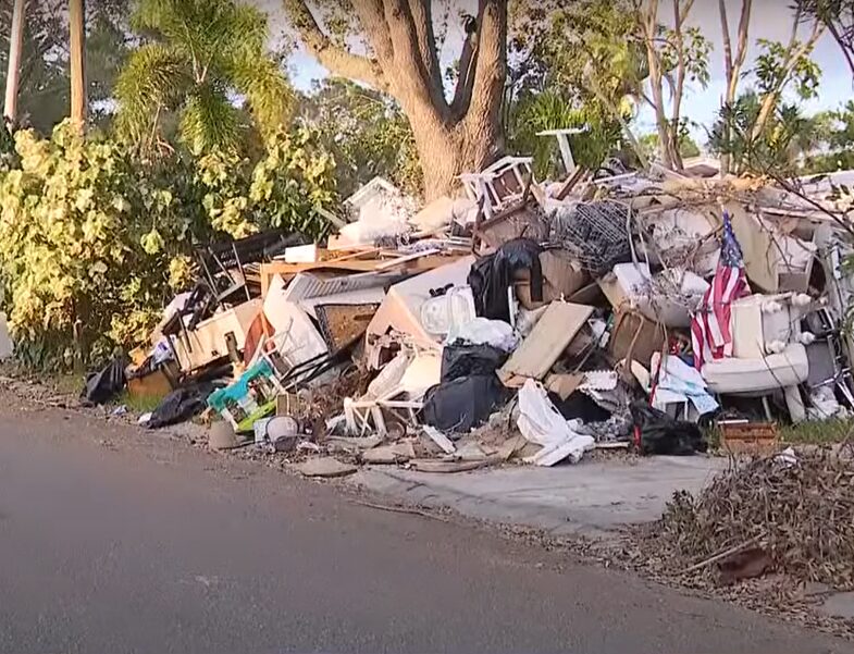 A store of junk after the Storm in wichita Areas